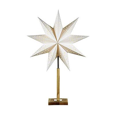 Markslöjd SOLVALLA Tischstern aus klassischer Weihnachtsstern Holzsockel weißer Stern mit Lochmuster E14 Markslöjd SOLVALLA Tischstern aus klassischer Weihnachtsstern Holzsockel weißer Stern mit Lochmuster E14