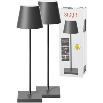 SIGOR Nuindie 2.0 Akku-Tischlampe, 2er-Set, graphitgrau Dimmbar • Indoor & Outdoor • IP54 • 38 cm • USB-C • 12 h Leuchtdauer SIGOR Nuindie 2.0 Akku-Tischlampe, 2er-Set, graphitgrau Dimmbar • Indoor & Outdoor • IP54 • 38 cm • USB-C • 12 h Leuchtdauer