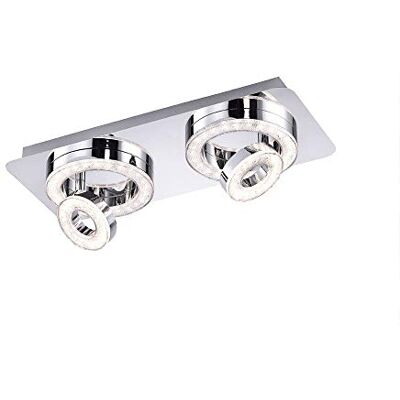 LeuchtenDirekt , LED-Deckenleuchte, 40x40, 4-flammig, dreh- und schwenkbare Spots, Deckenlampe, warmweiss, 3000 Kelvin, quadratisch, Chromfarben, IP 20 LeuchtenDirekt , LED-Deckenleuchte, 40x40, 4-flammig, dreh- und schwenkbare Spots, Deckenlampe, warmweiss, 3000 Kelvin, quadratisch, Chromfarben, IP 20