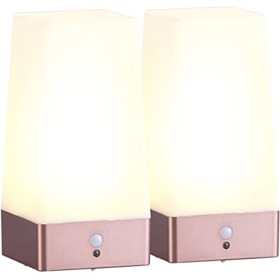Lunartec Nachtischlampe: 2er-Set LED-Akku-Tischlampen mit PIR-Bewegungs-Sensor, USB, warmweiß (Akkuleuchten, LED Nachtlicht Bewegungsmelder, Leuchte) Lunartec Nachtischlampe: 2er-Set LED-Akku-Tischlampen mit PIR-Bewegungs-Sensor, USB, warmweiß (Akkuleuchten, LED Nachtlicht Bewegungsmelder, Leuchte)