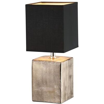 Fischer & Honsel Tischleuchte, Ouro bronzefarben antik Stoffschirm- schwarz chintz/innen goldfarben L: 14 cm, B: 14 cm, H: 35 cm mit Schnurschalter 1x E14 max. 25 Watt ohne Leuchtmittel 50668 Fischer & Honsel Tischleuchte, Ouro bronzefarben antik Stoffschirm- schwarz chintz/innen goldfarben L: 14 cm, B: 14 cm, H: 35 cm mit Schnurschalter 1x E14 max. 25 Watt ohne Leuchtmittel 50668