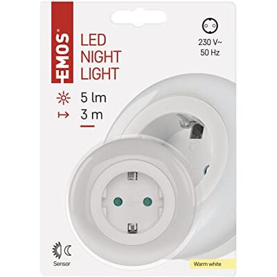 Emos LED-Nachtlicht warmweißes Licht 5 Lumen, 3 Meter Leuchtweite Dämmerungssensor Steckdosenlicht Orientierungslicht für Kinderzimmer, Treppe, Schlafzimmer, Küche, Flur weiß Emos LED-Nachtlicht warmweißes Licht 5 Lumen, 3 Meter Leuchtweite Dämmerungssensor Steckdosenlicht Orientierungslicht für Kinderzimmer, Treppe, Schlafzimmer, Küche, Flur weiß