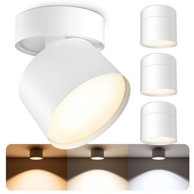 SSC-LUXon SAMU Aufbauspot 4er Set weiß GX53 6W dimmbar 3 Lichtfarben Vier schwenkbare Deckenspots weiß dimmbar, warmweiß bis tageslicht, Innenlicht für Wohn- & Schlafzimmer, inkl. GX53 LED SSC-LUXon SAMU Aufbauspot 4er Set weiß GX53 6W dimmbar 3 Lichtfarben Vier schwenkbare Deckenspots weiß dimmbar, warmweiß bis tageslicht, Innenlicht für Wohn- & Schlafzimmer, inkl. GX53 LED