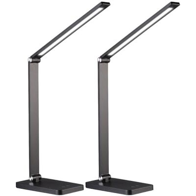 Lunartec Akku-CCT-Tischleuchte: 2er-Set Aluminium-Akku-Schreibtischleuchte, CCT, 280 lm, USB, schwarz (Arbeit Lampen LED, Bürolampen LED, Steckdose) Lunartec Akku-CCT-Tischleuchte: 2er-Set Aluminium-Akku-Schreibtischleuchte, CCT, 280 lm, USB, schwarz (Arbeit Lampen LED, Bürolampen LED, Steckdose)