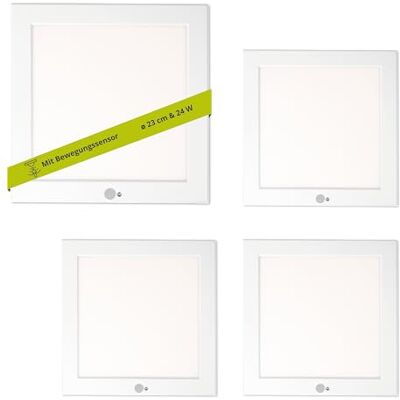 INNOVATE LED Lampe mit Bewegungsmelder Innen Eckig 4 Stk. I Deckenlampe 18W Deckenlampe mit Bewegungsmelder 3000K Nicht Dimmbar LED Deckenleuchte mit Bewegungsmelder Innen IP20 Motion Sensor Light 22cm INNOVATE LED Lampe mit Bewegungsmelder Innen Eckig 4 Stk. I Deckenlampe 18W Deckenlampe mit Bewegungsmelder 3000K Nicht Dimmbar LED Deckenleuchte mit Bewegungsmelder Innen IP20 Motion Sensor Light 22cm