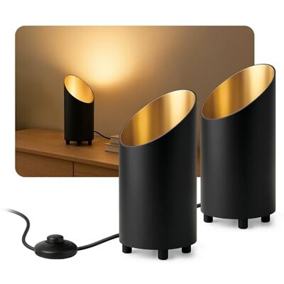 SSC-LUXon AUREVA Bodenlampe 2x schwarz-gold 22cm GU10 Uplight Zwei Uplight-Bodenspots für indirektes Licht mit Fußschalter & 1,5m Kabel, für Wohnzimmer & Flur, für GU10 (ohne Lampe) SSC-LUXon AUREVA Bodenlampe 2x schwarz-gold 22cm GU10 Uplight Zwei Uplight-Bodenspots für indirektes Licht mit Fußschalter & 1,5m Kabel, für Wohnzimmer & Flur, für GU10 (ohne Lampe)