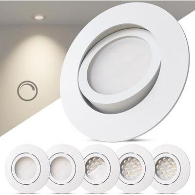 Scandinavian home Lysea Scandinavian home 6er Set LED Einbaustrahler 230V Dimmbar LED Spots 230V Warmweiß 3000K, 470 lm, CRI 90+, 68mm Lochmaß IP44 Badezimmer Geeignet Deckenspots Weiß-Matt, Schwenkbar Scandinavian home Lysea Scandinavian home 6er Set LED Einbaustrahler 230V Dimmbar LED Spots 230V Warmweiß 3000K, 470 lm, CRI 90+, 68mm Lochmaß IP44 Badezimmer Geeignet Deckenspots Weiß-Matt, Schwenkbar