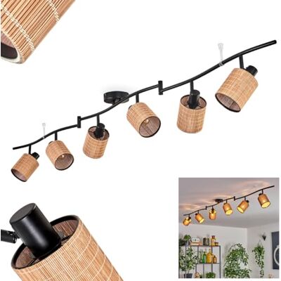 HOFSTEIN Deckenleuchte Kinnared, verstellbare Deckenlampe aus Metall/Bambus in Schwarz/Natur, Leuchte im Boho-Design, Lichteffekt durch Gitter-Optik, 6 x E14, Esszimmmer, Schlafzimmer, Wohnzimmer HOFSTEIN Deckenleuchte Kinnared, verstellbare Deckenlampe aus Metall/Bambus in Schwarz/Natur, Leuchte im Boho-Design, Lichteffekt durch Gitter-Optik, 6 x E14, Esszimmmer, Schlafzimmer, Wohnzimmer