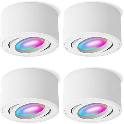 SSC-LUXon 4x CELI-1WM Aufbauspot flach weiß schwenkbar inkl. Smart RGB CCT LED Lampe LED Deckenspot WLAN kompatibel mit Alexa, Siri & Google SSC-LUXon 4x CELI-1WM Aufbauspot flach weiß schwenkbar inkl. Smart RGB CCT LED Lampe LED Deckenspot WLAN kompatibel mit Alexa, Siri & Google