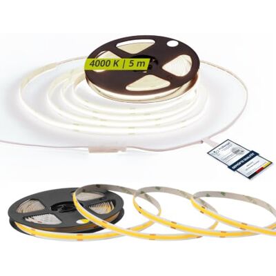 INNOVATE COB LED Streifen 5m Dimmbar 24V 4000K I LED Strip 5m Selbstklebend LED-Streifen Neutralweiß, Selbstklebend 4000K I IP20 8mm Breite CRI90 1050 lm Mini-Stecker Doppelseitig Indirekte Beleuchtung INNOVATE COB LED Streifen 5m Dimmbar 24V 4000K I LED Strip 5m Selbstklebend LED-Streifen Neutralweiß, Selbstklebend 4000K I IP20 8mm Breite CRI90 1050 lm Mini-Stecker Doppelseitig Indirekte Beleuchtung