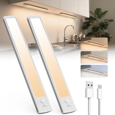 TANSOOL+ Schrankbeleuchtung Unterbauleuchte Küche LED mit Bewegungsmelder 30cm Aufladbar Küche Licht, USB-C Kabellos Dimmbar Schranklicht, 3 Farbtemperaturen Nachtlicht 2 Stück TANSOOL+ Schrankbeleuchtung Unterbauleuchte Küche LED mit Bewegungsmelder 30cm Aufladbar Küche Licht, USB-C Kabellos Dimmbar Schranklicht, 3 Farbtemperaturen Nachtlicht 2 Stück