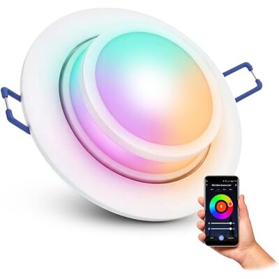 SSC-LUXon LAGO Einbaustrahler weiß indirekt Smart GU10 WLAN RGBW App Einbauspot mit indirektem Licht per App & Alexa steuerbar, RGB-Farblicht, blendfrei für Küche & Wohnzimmer, inkl. GU10 LED SSC-LUXon LAGO Einbaustrahler weiß indirekt Smart GU10 WLAN RGBW App Einbauspot mit indirektem Licht per App & Alexa steuerbar, RGB-Farblicht, blendfrei für Küche & Wohnzimmer, inkl. GU10 LED