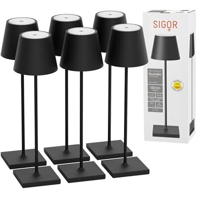 SIGOR Nuindie 2.0 Akku-Tischlampe, 6er-Set, nachtschwarz Dimmbar • Indoor & Outdoor • IP54 • 38 cm • USB-C • 12 h Leuchtdauer SIGOR Nuindie 2.0 Akku-Tischlampe, 6er-Set, nachtschwarz Dimmbar • Indoor & Outdoor • IP54 • 38 cm • USB-C • 12 h Leuchtdauer