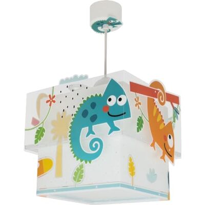 Dalber Lampe kinderzimmer, kinderlampe Pendelleuchte Hängelampe, Deckenleuchte Kinder, Deckenlampe kinderzimmer, Happy Jungle Chamäleon Tiere Dschungel, 63312M, E27, Weiß Dalber Lampe kinderzimmer, kinderlampe Pendelleuchte Hängelampe, Deckenleuchte Kinder, Deckenlampe kinderzimmer, Happy Jungle Chamäleon Tiere Dschungel, 63312M, E27, Weiß