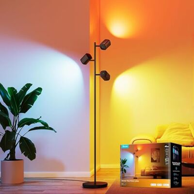 Govee 3-Flammen LED Stehlampe RGBWW, Fokus-Verstellbar Stehleuchte 1500lm 2700-6500K, Matter Alexa Kompatibel, 64+ Szenen, Musik Sync, 157cm Schwarz, für Wohnzimmer, Schlafzimmer, Lesezimmer Deko Govee 3-Flammen LED Stehlampe RGBWW, Fokus-Verstellbar Stehleuchte 1500lm 2700-6500K, Matter Alexa Kompatibel, 64+ Szenen, Musik Sync, 157cm Schwarz, für Wohnzimmer, Schlafzimmer, Lesezimmer Deko