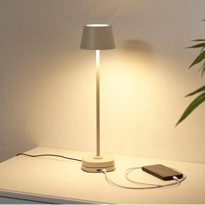 Northpoint LED Akku Tischlampe mit Ladestation max. 45cm hoch mit 3000mAh Akku 200lm warmweißes Licht (3000K) stufenlos dimmbar für Innen und Außen beige Northpoint LED Akku Tischlampe mit Ladestation max. 45cm hoch mit 3000mAh Akku 200lm warmweißes Licht (3000K) stufenlos dimmbar für Innen und Außen beige