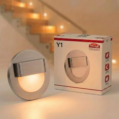 Maxkomfort LED Treppenbeleuchtung 1,5 Watt und 40 Lumen Wandeinbaustrahler Warmweiß Stufenbeleuchtung Nachtlicht Flurleuchte Lampe Wandleuchte Y1 Rund Eisen Gebürstet Maxkomfort LED Treppenbeleuchtung 1,5 Watt und 40 Lumen Wandeinbaustrahler Warmweiß Stufenbeleuchtung Nachtlicht Flurleuchte Lampe Wandleuchte Y1 Rund Eisen Gebürstet
