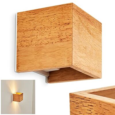 HOFSTEIN Wandleuchte Badajoz Moderne Wandlampe aus Holz/Metall, Natur/Weiß, Verstellbarer Lichteffekt, Up & Down, 1-flammig, G9 Fassung, Wandlampe innen, Lampe Schlafzimmer, Wohnzimmer, Flur HOFSTEIN Wandleuchte Badajoz Moderne Wandlampe aus Holz/Metall, Natur/Weiß, Verstellbarer Lichteffekt, Up & Down, 1-flammig, G9 Fassung, Wandlampe innen, Lampe Schlafzimmer, Wohnzimmer, Flur
