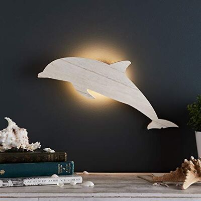 Lights4fun 18er LED Holz Delfin LED Nachtlicht Wandleuchte mit Fernbedienung und Timer Kinderzimmer Deko Lights4fun 18er LED Holz Delfin LED Nachtlicht Wandleuchte mit Fernbedienung und Timer Kinderzimmer Deko