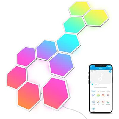 Govee LED Sechseck Hexagon Panel Gaming,10 RGBIC Smart Wandleuchte Funktioniert mit Alexa, Google Assistant, Wi-Fi,Kreative Dekorative, Musik Sync,Gaming Beleuchtung & Zimmer Deko Govee LED Sechseck Hexagon Panel Gaming,10 RGBIC Smart Wandleuchte Funktioniert mit Alexa, Google Assistant, Wi-Fi,Kreative Dekorative, Musik Sync,Gaming Beleuchtung & Zimmer Deko