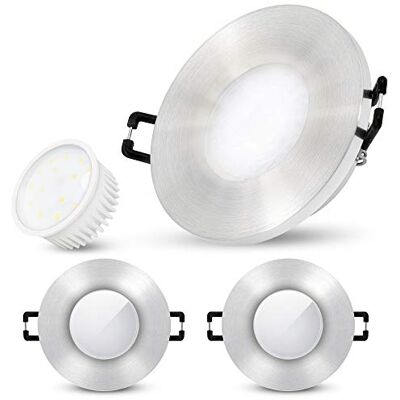 SSC-LUXon BEDA Bad Einbaustrahler 3er Set rund Alu IP65 4W neutralweiß Drei Bad-Deckenspots rund silber gebürstet neutralweiß nur 30mm tief, wasserdicht IP65, inkl. LED-Module, kein Trafo nötig SSC-LUXon BEDA Bad Einbaustrahler 3er Set rund Alu IP65 4W neutralweiß Drei Bad-Deckenspots rund silber gebürstet neutralweiß nur 30mm tief, wasserdicht IP65, inkl. LED-Module, kein Trafo nötig