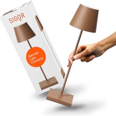 SIGOR Nuindie 3.0 LED Akku-Tischlampe, mokkabraun Dimmbar • Indoor & Outdoor • IP54 • 38 cm • easy-connect puk • 17 h Leuchtdauer SIGOR Nuindie 3.0 LED Akku-Tischlampe, mokkabraun Dimmbar • Indoor & Outdoor • IP54 • 38 cm • easy-connect puk • 17 h Leuchtdauer