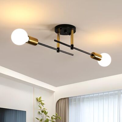 Osairous Deckenlampe Wohnzimmer Industrial, 2 Flammig Deckenleuchte, Deckenlampe Sputnik Schwarz Gold Kronleuchter, E27 Schlafzimmerlampe Hängelampe Ø38cm Osairous Deckenlampe Wohnzimmer Industrial, 2 Flammig Deckenleuchte, Deckenlampe Sputnik Schwarz Gold Kronleuchter, E27 Schlafzimmerlampe Hängelampe Ø38cm