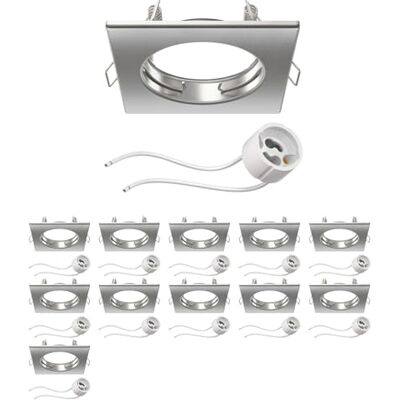 ledscom.de 12x Deckeneinbaurahmen RIR Einbaurahmen chrom matt eckig (LED/Halogen/GU10/MR16/PAR16/50mm) inkl. GU10 Fassung ledscom.de 12x Deckeneinbaurahmen RIR Einbaurahmen chrom matt eckig (LED/Halogen/GU10/MR16/PAR16/50mm) inkl. GU10 Fassung