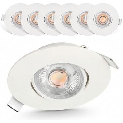 Emos LED Spots 230V, 4.9W / 430lm, 50° Schwenkbar, Einbaustrahler Led warmweiß 3000k Deckenspots Flach, 68mm Lochmaß Set mit 6 Stück Einbauleuchten Rund, Weiß Emos LED Spots 230V, 4.9W / 430lm, 50° Schwenkbar, Einbaustrahler Led warmweiß 3000k Deckenspots Flach, 68mm Lochmaß Set mit 6 Stück Einbauleuchten Rund, Weiß