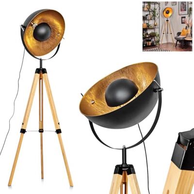 HOFSTEIN Stehleuchte Jupiter, Stehlampe aus Holz/Metall in Naturfarben/Schwarz/Goldfarben, Leuchte im Boho-Style, Höhe 167 cm, Ø 49 cm, Fußschalter Wohnzimmer, Schlafzimmer, Esszimmer, Flur, Büro HOFSTEIN Stehleuchte Jupiter, Stehlampe aus Holz/Metall in Naturfarben/Schwarz/Goldfarben, Leuchte im Boho-Style, Höhe 167 cm, Ø 49 cm, Fußschalter Wohnzimmer, Schlafzimmer, Esszimmer, Flur, Büro