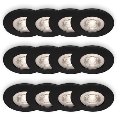 BRILONER 3x 4er-Set LED Einbaustrahler, warmweißes Licht, LED Spot, flach, Deckenspots, Spots 230V, Einbauleuchten, Einbauspots, 68mm Lochmass, 9x2,5 cm, Schwarz BRILONER 3x 4er-Set LED Einbaustrahler, warmweißes Licht, LED Spot, flach, Deckenspots, Spots 230V, Einbauleuchten, Einbauspots, 68mm Lochmass, 9x2,5 cm, Schwarz