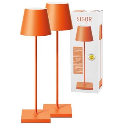 SIGOR Nuindie 2.0 Akku-Tischlampe, 2er-Set, glutorange Dimmbar • Indoor & Outdoor • IP54 • 38 cm • USB-C • 12 h Leuchtdauer SIGOR Nuindie 2.0 Akku-Tischlampe, 2er-Set, glutorange Dimmbar • Indoor & Outdoor • IP54 • 38 cm • USB-C • 12 h Leuchtdauer