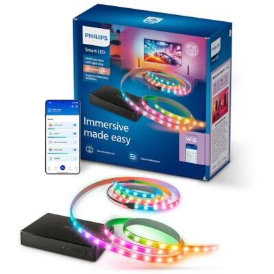 Philips Smart Lighting HDMI 2.1 Sync Box 8K mit TV-Hintergrundbeleuchtung, 55–65 Zoll, RGBIC LED-Lightstrip, Schn. Bildwiederh., Anpassb. Licht, Einf. Install., TV, Film, Games, HDMI-Eing. Erforderl. Philips Smart Lighting HDMI 2.1 Sync Box 8K mit TV-Hintergrundbeleuchtung, 55–65 Zoll, RGBIC LED-Lightstrip, Schn. Bildwiederh., Anpassb. Licht, Einf. Install., TV, Film, Games, HDMI-Eing. Erforderl.
