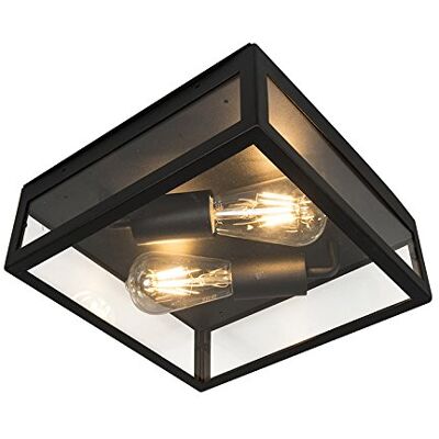 Qazqa Modernes Industrie-Deckenlampe Schwarz - 2 Lichter - Für LED geeignet Qazqa Modernes Industrie-Deckenlampe Schwarz - 2 Lichter - Für LED geeignet