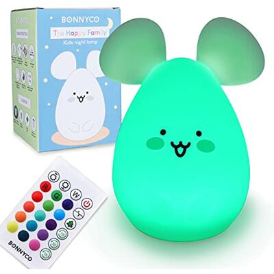 BONNYCO Nachtlicht Kinder mit Fernbedienung und Berührungssensor 16 Farben. Maus Nachtlicht Baby mit Timer, Nachttischlampe Kinder Silikon BPA-Frei. Nachtlampe Kinderzimmer, Geschenke Baby BONNYCO Nachtlicht Kinder mit Fernbedienung und Berührungssensor 16 Farben. Maus Nachtlicht Baby mit Timer, Nachttischlampe Kinder Silikon BPA-Frei. Nachtlampe Kinderzimmer, Geschenke Baby