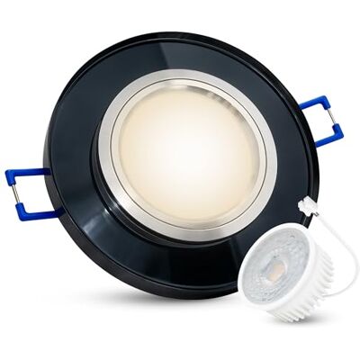 SSC-LUXon Glas Einbauleuchte ALINA inkl. LED Birne neutralweiß 4W Einbau Deckenleuchte extra flach rund schwarz Deckenstrahler für Innenbereich SSC-LUXon Glas Einbauleuchte ALINA inkl. LED Birne neutralweiß 4W Einbau Deckenleuchte extra flach rund schwarz Deckenstrahler für Innenbereich