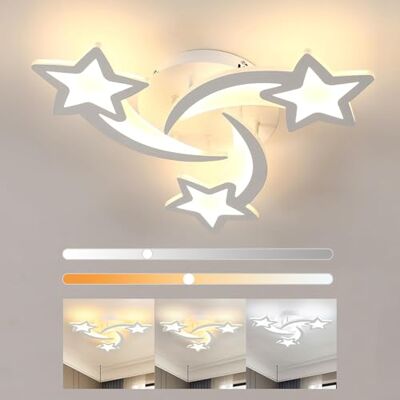 Osairous LED-Deckenleuchte Mit Fernbedienung, kreative Sternformen Lampe Wohnzimmer, 38W 3420LM Deckenlampe, 3000K-6500K Dimmbar Schlafzimmer Kronleuchter, Wohnzimmer Deckenleuchte, weiß Osairous LED-Deckenleuchte Mit Fernbedienung, kreative Sternformen Lampe Wohnzimmer, 38W 3420LM Deckenlampe, 3000K-6500K Dimmbar Schlafzimmer Kronleuchter, Wohnzimmer Deckenleuchte, weiß