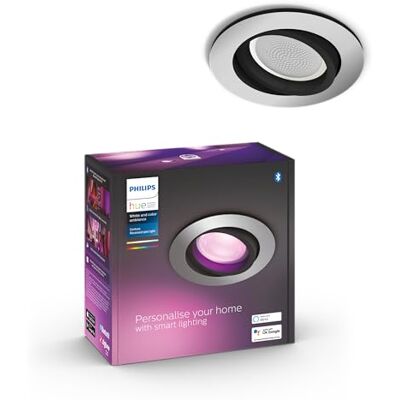 Philips White & Color Ambiance Centura runde Einbauspots 1er Pack (1.050 lm), dimmbare Deckenlampen mit 16 Mio. Farben, smarte Lichtsteuerung über Sprache und App, aluminium, neue Generation Philips White & Color Ambiance Centura runde Einbauspots 1er Pack (1.050 lm), dimmbare Deckenlampen mit 16 Mio. Farben, smarte Lichtsteuerung über Sprache und App, aluminium, neue Generation