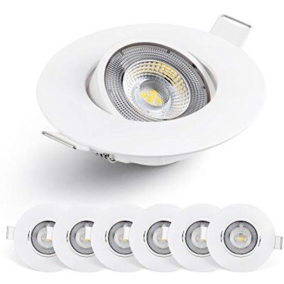 Emos LED Einbaustrahler 230V 5W / 450lm 50° schwenkbar LED Deckenleuchte Einbauleuchte Neutralweiß 4000K 6er Set Deckenstrahler für Innen extra flach rund Farbe Weiß Emos LED Einbaustrahler 230V 5W / 450lm 50° schwenkbar LED Deckenleuchte Einbauleuchte Neutralweiß 4000K 6er Set Deckenstrahler für Innen extra flach rund Farbe Weiß
