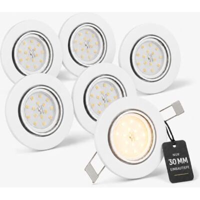 Trango 6er Pack Einbaustrahler 6729-066MO Einbauleuchte, Deckenlampe in Weiß Rund inkl. 6x LED Modul nur 30mm Einbautiefe Deckenleuchte, Einbauspots Deckenpampe Trango 6er Pack Einbaustrahler 6729-066MO Einbauleuchte, Deckenlampe in Weiß Rund inkl. 6x LED Modul nur 30mm Einbautiefe Deckenleuchte, Einbauspots Deckenpampe