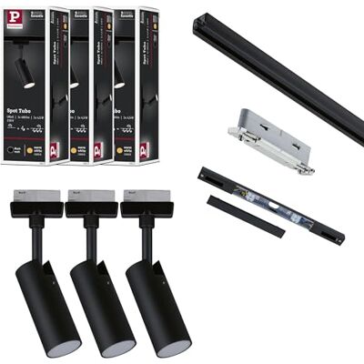Paulmann 5227 URail LED Schienenspot Tubo Starterset 3x166lm 3x4,5W 3000K 230V Schwarz matt Paulmann 5227 URail LED Schienenspot Tubo Starterset 3x166lm 3x4,5W 3000K 230V Schwarz matt
