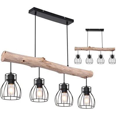 INNOVATE Pendelleuchte Holz 4 Gitterkörbe Rund 80cm Hängelampe Vintage 40W Holzbalken Rustikal Aluminium Gitterkorb Pendellampe Schwarz 4x E27 Fassung bis 40W I Retro Hängeleuchte 140cm INNOVATE Pendelleuchte Holz 4 Gitterkörbe Rund 80cm Hängelampe Vintage 40W Holzbalken Rustikal Aluminium Gitterkorb Pendellampe Schwarz 4x E27 Fassung bis 40W I Retro Hängeleuchte 140cm