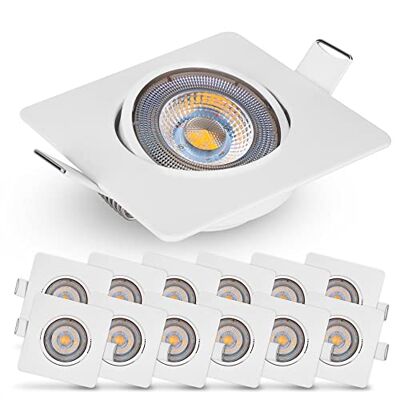 Emos LED Einbaustrahler 230V, 5W / 450lm, 50° schwenkbar, Deckenspots warmweiß 3000k Einbaustrahler Led Spot flach 68mm Lochmaß Set mit 12 Stück LED Spots 230V, Einbauleuchten eckig (Farbe weiß) Emos LED Einbaustrahler 230V, 5W / 450lm, 50° schwenkbar, Deckenspots warmweiß 3000k Einbaustrahler Led Spot flach 68mm Lochmaß Set mit 12 Stück LED Spots 230V, Einbauleuchten eckig (Farbe weiß)