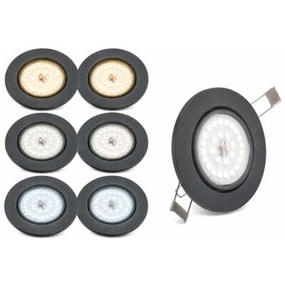 Trango 6er Set 6729-061M36K LED Einbaustrahler Anthrazit matt inkl. 6x 5 Watt CCT Farbtemperatur Steuerung 2700K-4000K-6500K LED Modul, Einbauleuchte, Einbauspot, Deckenleuchte, Downlight, Deckenlampe Trango 6er Set 6729-061M36K LED Einbaustrahler Anthrazit matt inkl. 6x 5 Watt CCT Farbtemperatur Steuerung 2700K-4000K-6500K LED Modul, Einbauleuchte, Einbauspot, Deckenleuchte, Downlight, Deckenlampe