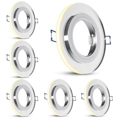 SSC-LUXon YAPU Glas Einbaustrahler 6er Set silber rund für GU10 Sechs Deckenspots mit indirektem Licht verspiegeltes Glas, für GU10 oder LED-Module, inkl. Fassung & Trafo (ohne Lampe) SSC-LUXon YAPU Glas Einbaustrahler 6er Set silber rund für GU10 Sechs Deckenspots mit indirektem Licht verspiegeltes Glas, für GU10 oder LED-Module, inkl. Fassung & Trafo (ohne Lampe)
