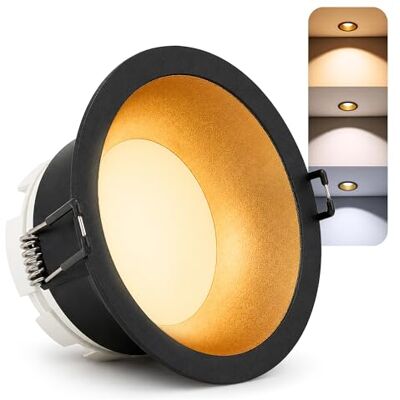 SSC-LUXon GEXIA Einbaustrahler schwarz-gold Ø110mm GX53 3W 3 Lichtfarben Deckenspot schwarz-gold warm / neutral / kalt per Schalter, für Küche, Flur & Schlafzimmer, inkl. GX53 LED SSC-LUXon GEXIA Einbaustrahler schwarz-gold Ø110mm GX53 3W 3 Lichtfarben Deckenspot schwarz-gold warm / neutral / kalt per Schalter, für Küche, Flur & Schlafzimmer, inkl. GX53 LED