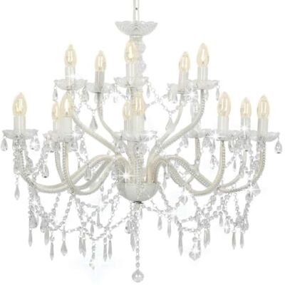vidaXL Kronleuchter 2-lagig Deckenlampe Pendelleuchte Lüster Deckenleuchte Hängeleuchte Hängelampe Leuchte Lampe Weiß 15xE14-Glühbirnen vidaXL Kronleuchter 2-lagig Deckenlampe Pendelleuchte Lüster Deckenleuchte Hängeleuchte Hängelampe Leuchte Lampe Weiß 15xE14-Glühbirnen