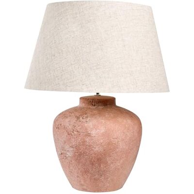 Beliani Tischlampe Keramik mit Stoffschirm braun rustikaler Terrakotta Stil Barton Beliani Tischlampe Keramik mit Stoffschirm braun rustikaler Terrakotta Stil Barton