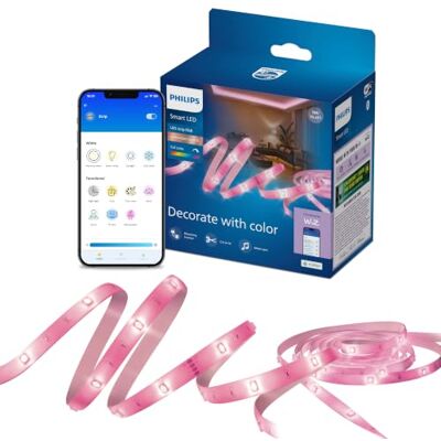 Philips Smart Lighting RGB-LED-Streifen, 5 m, Typ C, 16 Mio. Farben, Voreingest. Lichtmodi, Zuschneidbar, Einf. Einrichtung, Kompatibel m. WLAN, Connected by WiZ, Google Home, Alexa, Apple Home Philips Smart Lighting RGB-LED-Streifen, 5 m, Typ C, 16 Mio. Farben, Voreingest. Lichtmodi, Zuschneidbar, Einf. Einrichtung, Kompatibel m. WLAN, Connected by WiZ, Google Home, Alexa, Apple Home
