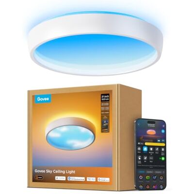 Govee Himmel Deckenleuchte Ø53.5cm, 7000lm Sky Deckenlampe RGBICWW, Smart 1000K-10000K Dimmbar, Augenschonendes LED Licht für Wohnzimmer, Kompatibel mit Matter&Alexa, 22 Signature‑Lichtmodi, DaySync Govee Himmel Deckenleuchte Ø53.5cm, 7000lm Sky Deckenlampe RGBICWW, Smart 1000K-10000K Dimmbar, Augenschonendes LED Licht für Wohnzimmer, Kompatibel mit Matter&Alexa, 22 Signature‑Lichtmodi, DaySync